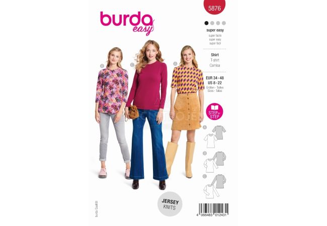 Strih Burda 5876 - Tričko s dlhým rukávom
