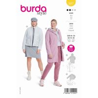 Strih Burda 5877 - Dlhá bunda na zips s kapucňou, bunda so stojačikom
