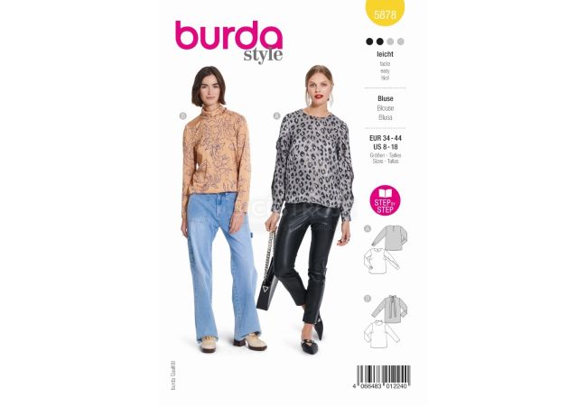 Strih Burda 5878 - Blúzka, rolák