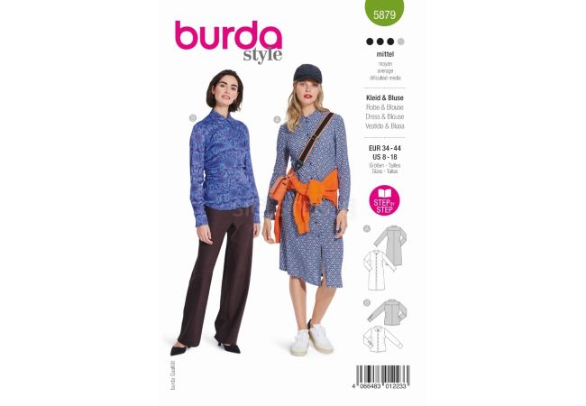 Strih Burda 5879 - Košeľové šaty, košele