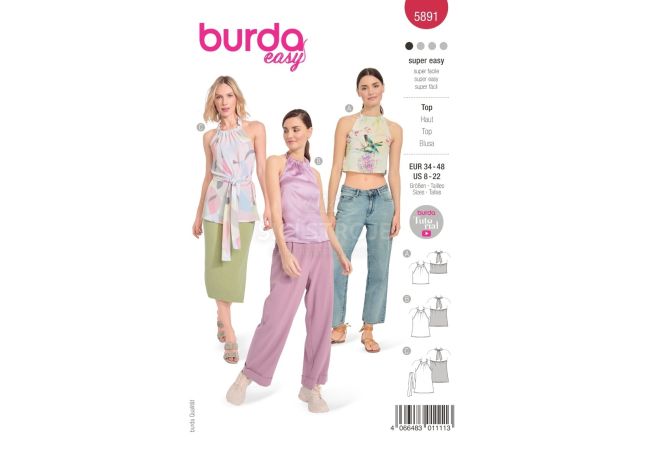 Strih Burda 5891 - Top za krk