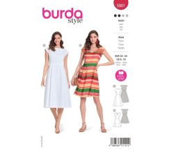 Strih Burda 5901 - Šaty s rozšírenou sukňou