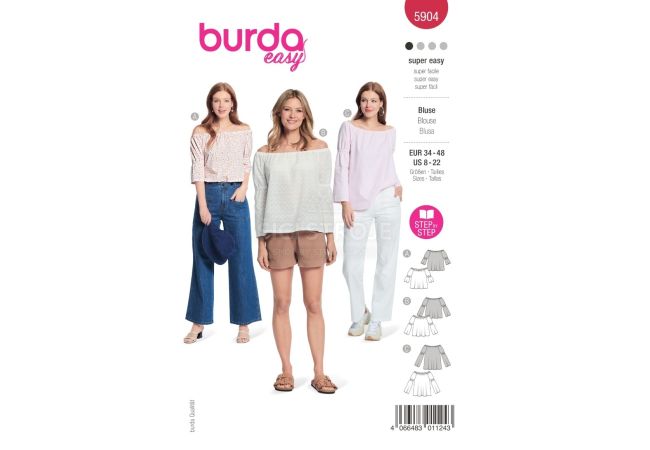 Strih Burda 5904 - Blúzka so spadnutými ramenami