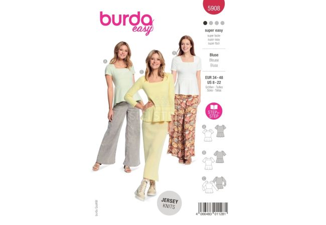 Strih Burda 5908 - Tričko peplum