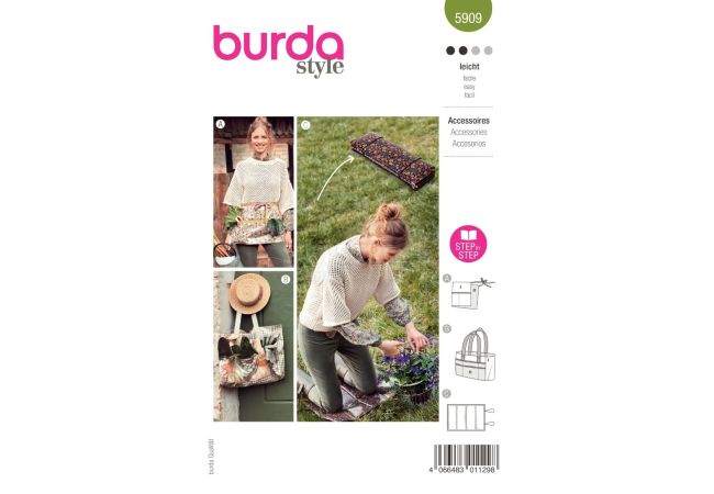 Strih Burda 5909 - Záhradnícka zástera, taška, záhradná podložka