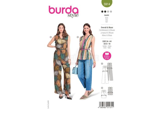 Strih Burda 5914 - Zavinovací overal, top