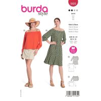 Strih Burda 5920 - Šaty so spadnutými ramenami, blúzka