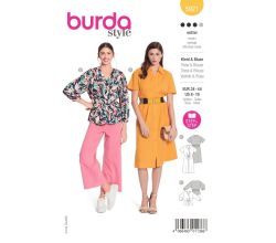 Strih Burda 5921 - Košeľové šaty, blúzka