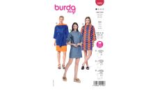 Strih Burda 5925 - Rovné šaty s lodičkovým výstrihom
