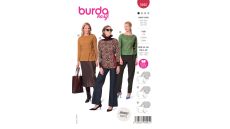 Strih Burda 5940 - Tričko so zaväzovaním na boku, mikina, sveter