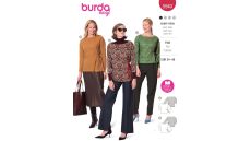Strih Burda 5940 - Tričko so zaväzovaním na boku, mikina, sveter
