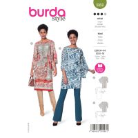 Strih Burda 5950 - Blúzkové šaty s opaskom, tunika, tričkové šaty
