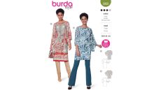 Strih Burda 5950 - Blúzkové šaty s opaskom, tunika, tričkové šaty