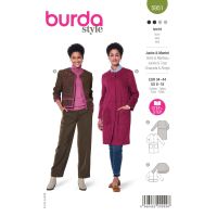 Strih Burda 5951 - Ľahký kabát, semišový kabát, krátke sako