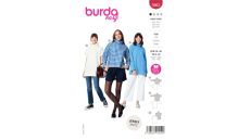 Strih Burda 5963 - Voľná mikina s rolákovým golierom, fleecová mikina, rolák