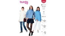 Strih Burda 5963 - Voľná mikina s rolákovým golierom, fleecová mikina, rolák