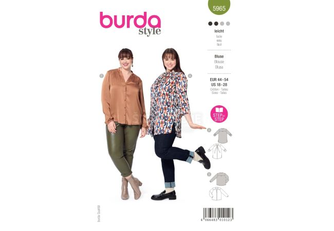 Strih Burda 5965 - Košeľa, predĺžená košeľa