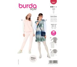 Strih Burda 5967 - Voľné tričkové šaty, tričko s dlhým rukávom