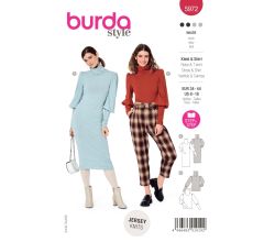 Strih Burda 5972 - Svetrové šaty s rolákom, rolák