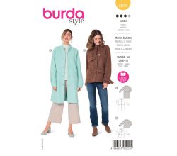 Strih Burda 5974 - Rovný kabát s jednoradovým zapínaním