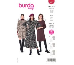 Strih Burda 5975 - Blúzkové šaty, midi šaty