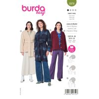 Strih Burda 5976 - Kabát s opaskom, fleecový kabát