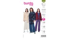 Strih Burda 5976 - Kabát s opaskom, fleecový kabát