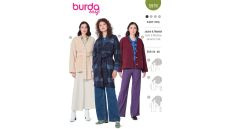 Strih Burda 5976 - Kabát s opaskom, fleecový kabát