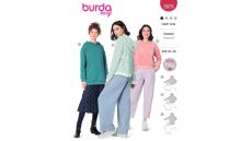 Strih Burda 5979 - Mikina s kapucňou, dlhá mikina, fleecová mikina