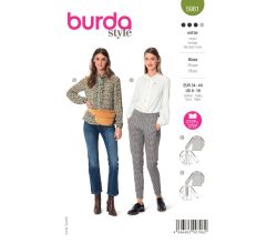 Strih Burda 5981 - Košeľa s viazačkou, romantická blúzka s volánikmi