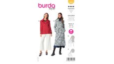 Strih Burda 5984 - Dvojradový kabát s opaskom, trenčkot, dvojradové sako