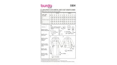 Strih Burda 5984 - Dvojradový kabát s opaskom, trenčkot, dvojradové sako