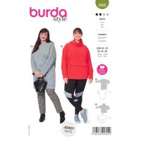 Strih Burda 5988 - Dlhá mikina, mikina s rolákom