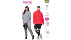 Strih Burda 5988 - Dlhá mikina, mikina s rolákom