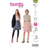 Strih Burda 5991 - Prepínacia sukňa s vysokým pásom, áčková sukňa, džínsová sukňa
