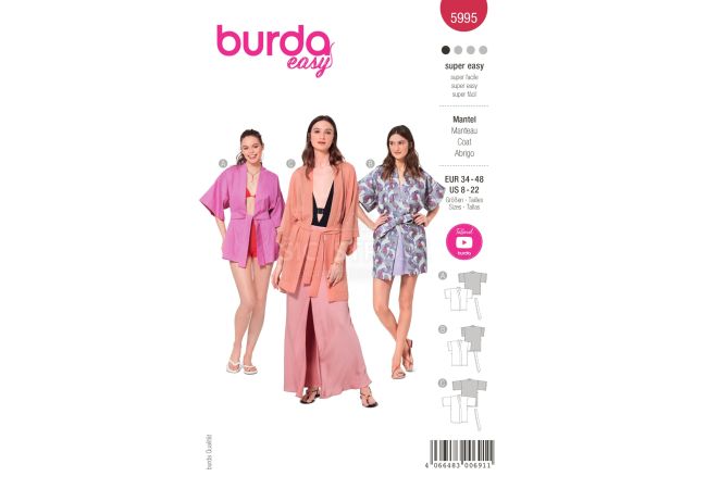 Strih Burda 5995 - Kimono s opaskom