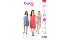 Strih Burda 5996 - Tielkové šaty, šaty so špagetovými ramienkami, mini šaty