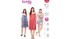 Strih Burda 5996 - Tielkové šaty, šaty so špagetovými ramienkami, mini šaty