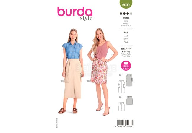 Strih Burda 6000 - Sukne s vreckami, maxi sukne