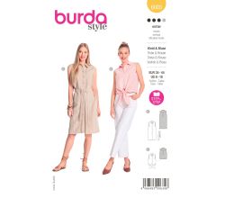 Strih Burda 6003 - Košeľové šaty, košele bez rukávov