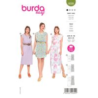Strih Burda 6009 - Tričkové šaty s gumou v páse, maxi šaty