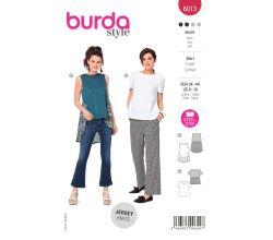 Strih Burda 6013 - Voľné tričko, top s dlhším zadným dielom