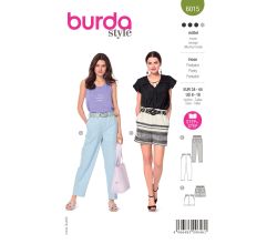 Strih Burda 6015 - Džínsy "mrkváče", džínsové šortky