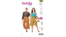 Strih Burda 6017 - Nohavice s gumou a zaväzovaním v páse, ľanové nohavice