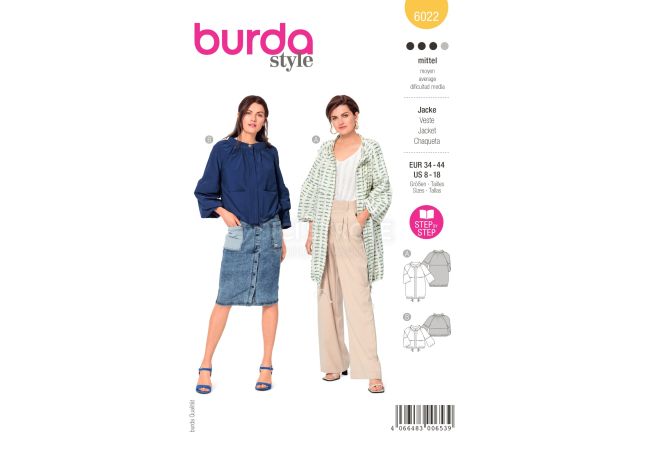 Strih Burda 6022 - Parka, balónový kabát