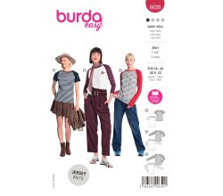 Strih Burda 6028 - Tričko s kontrastnými rukávmi