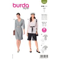 Strih Burda 6030 - Šaty s gumou v páse, blúzka