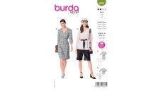 Strih Burda 6030 - Šaty s gumou v páse, blúzka