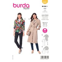 Strih Burda 6031 - Kabát, sako s opaskom