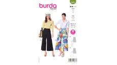 Strih Burda 6032 - Nohavice so širokými nohavicami, dvojvrstvové nohavice
